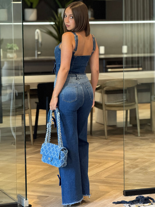 Leslie 3D Flowers Denim Set