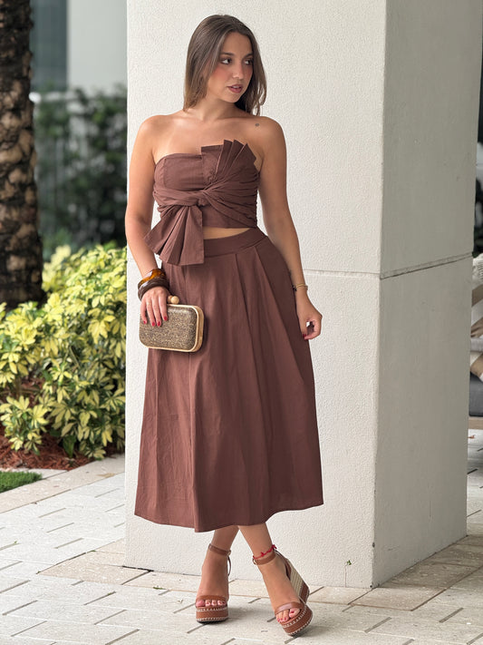 Amara Brown Skirt Set