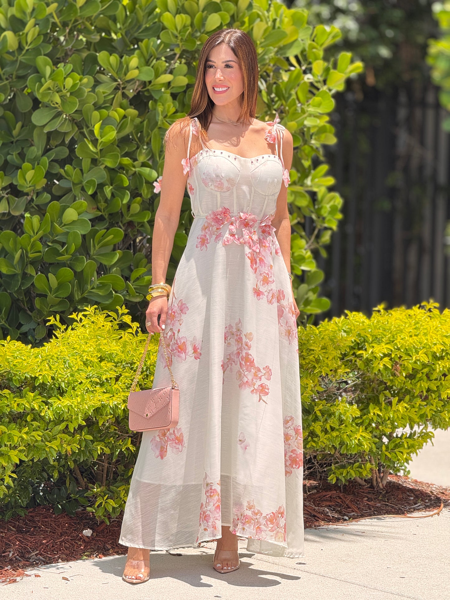 Gardenia White/Pink Floral Dress