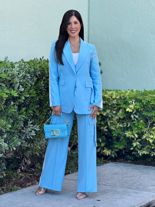 Ovianca Blue Cargo+Blazer Set