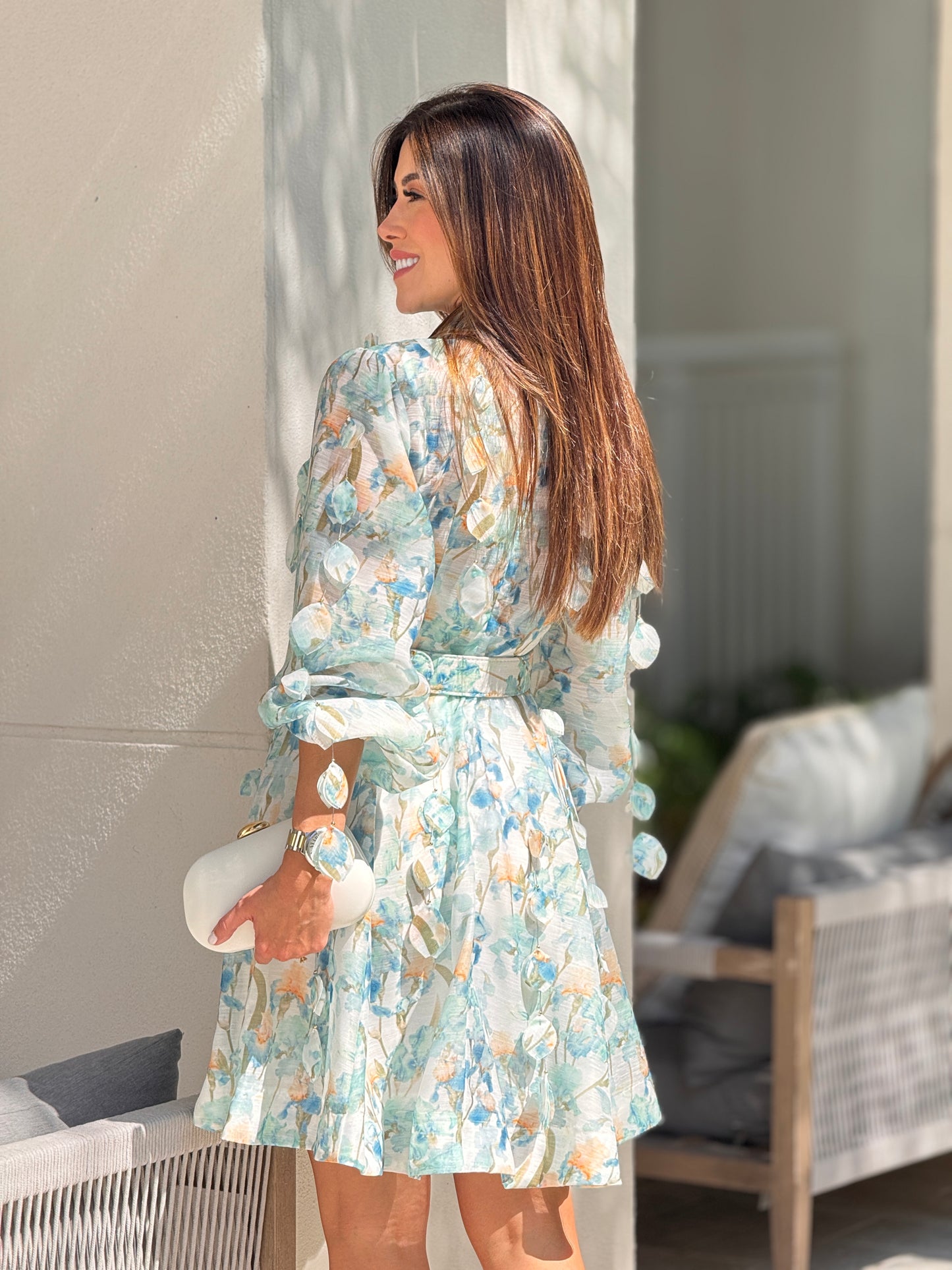 Gardenia Blue Floral & Petals Dress