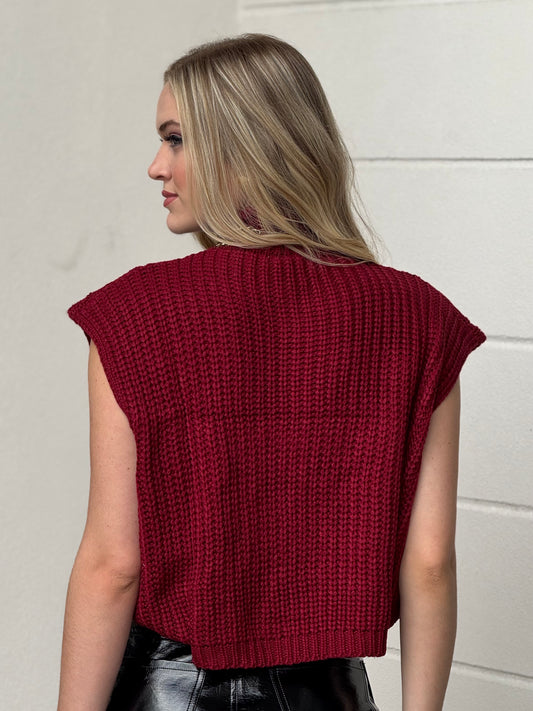 Shia Burgundy Knitted Vest Top