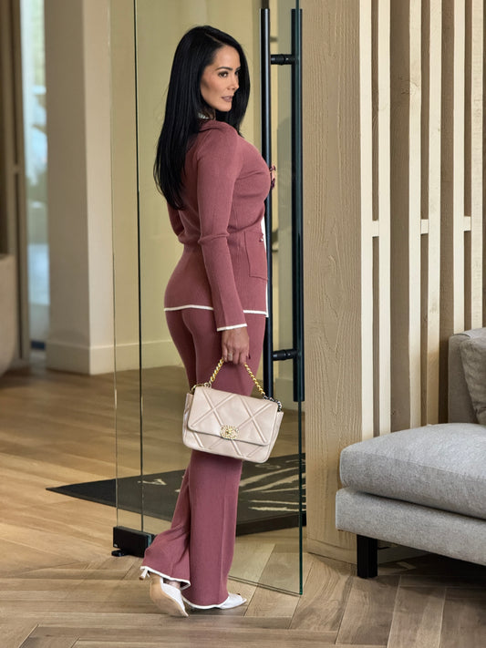 Rivera Mauve/Yvory Knitted Set