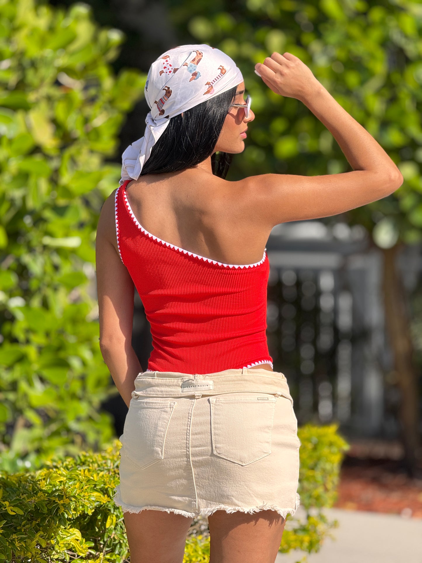 Risen Beige Denim Skort