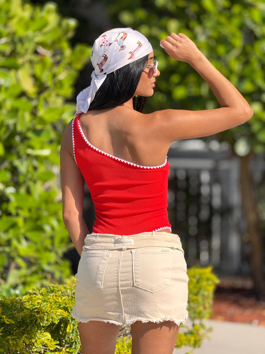 Dyna Red One Shoulder Body Top