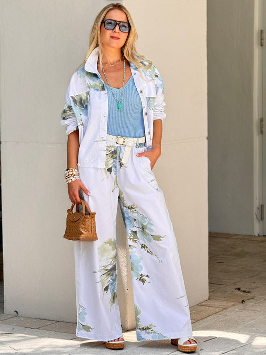 Italy Petunias White Denim Jacket Set