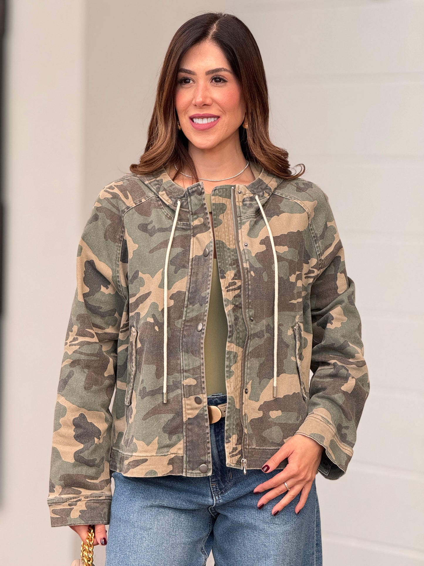 Risen Denim Camouflage Jacket Top