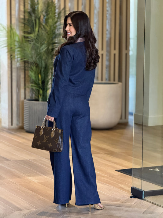 Stephanie Dark Denim/Brown Set