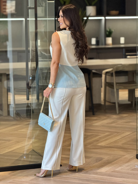 Cactus White/Mint Vest Set