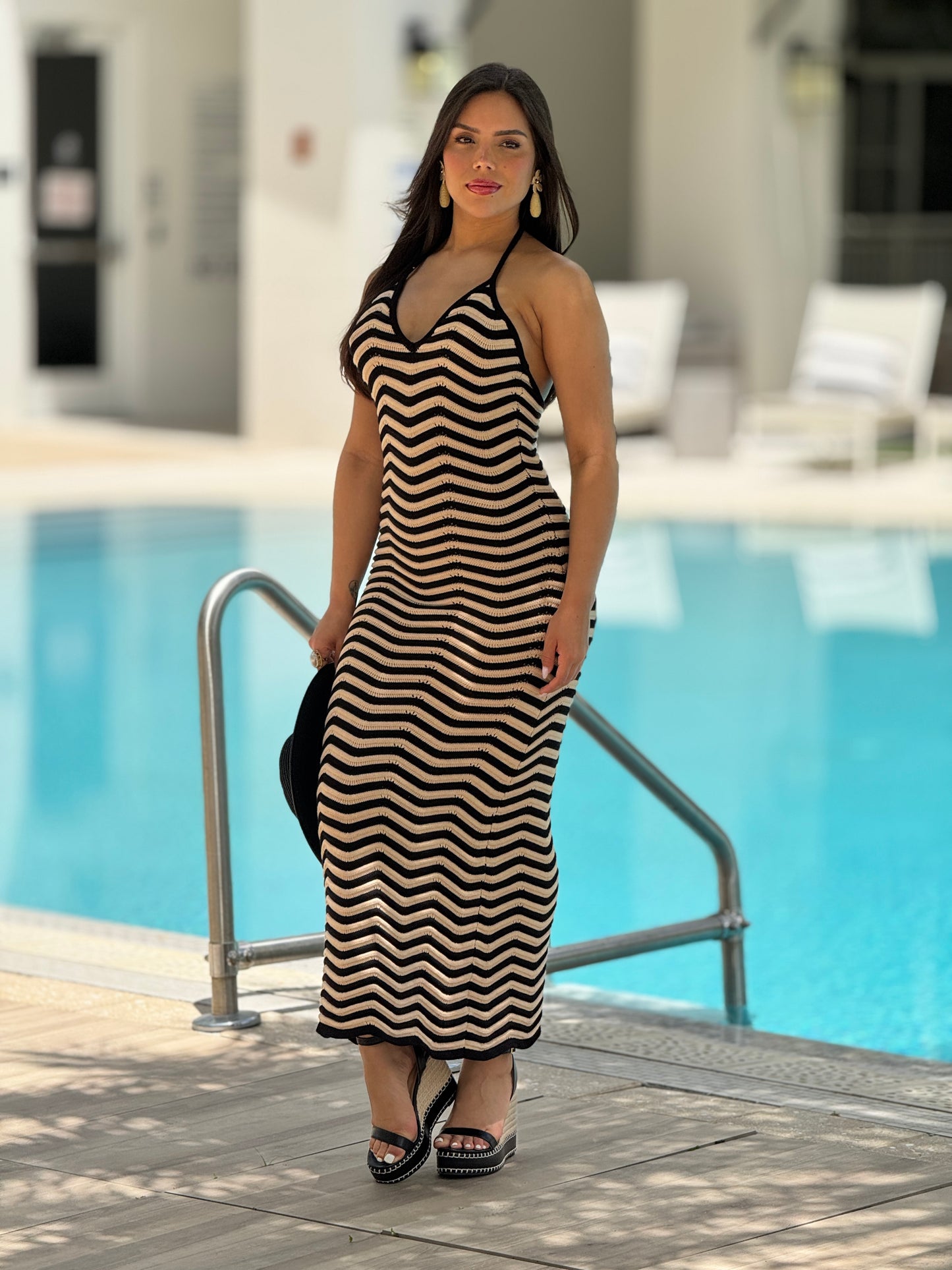 Marion Black/Beige Knitted Dress