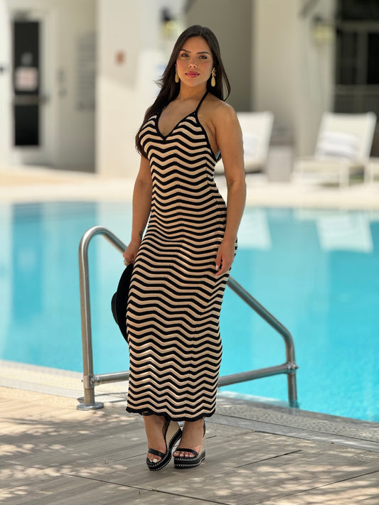 Marion Black/Beige Knitted Dress