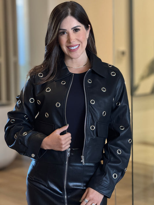 The Rings Black Leather Jacket Top