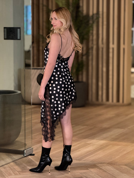 Italian Polka Dots Satin Dress