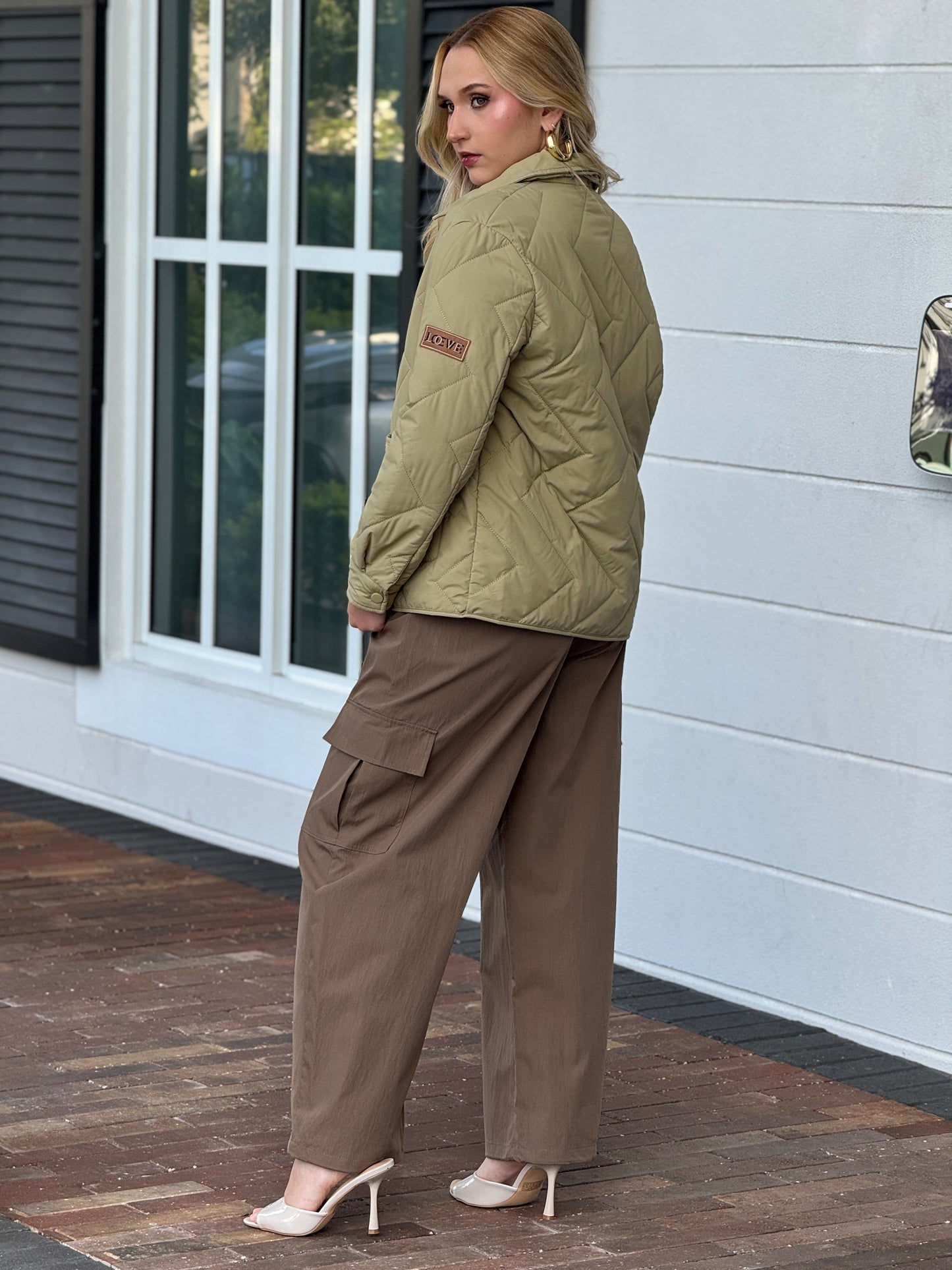 Lore Green Quilted Jacket Top