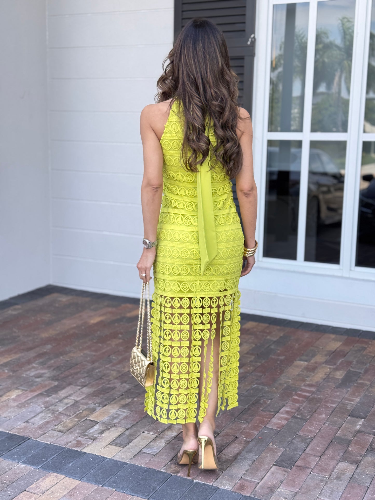 Boats Bright Green Midi Dress