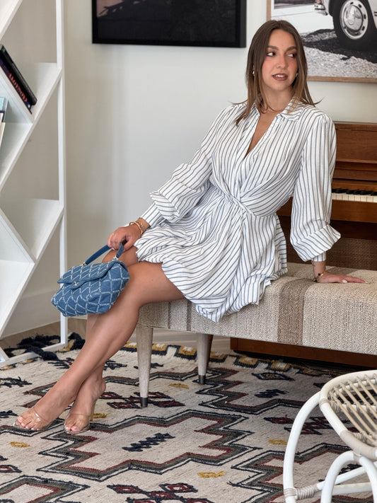Luxxie White/Blue Lines Dress