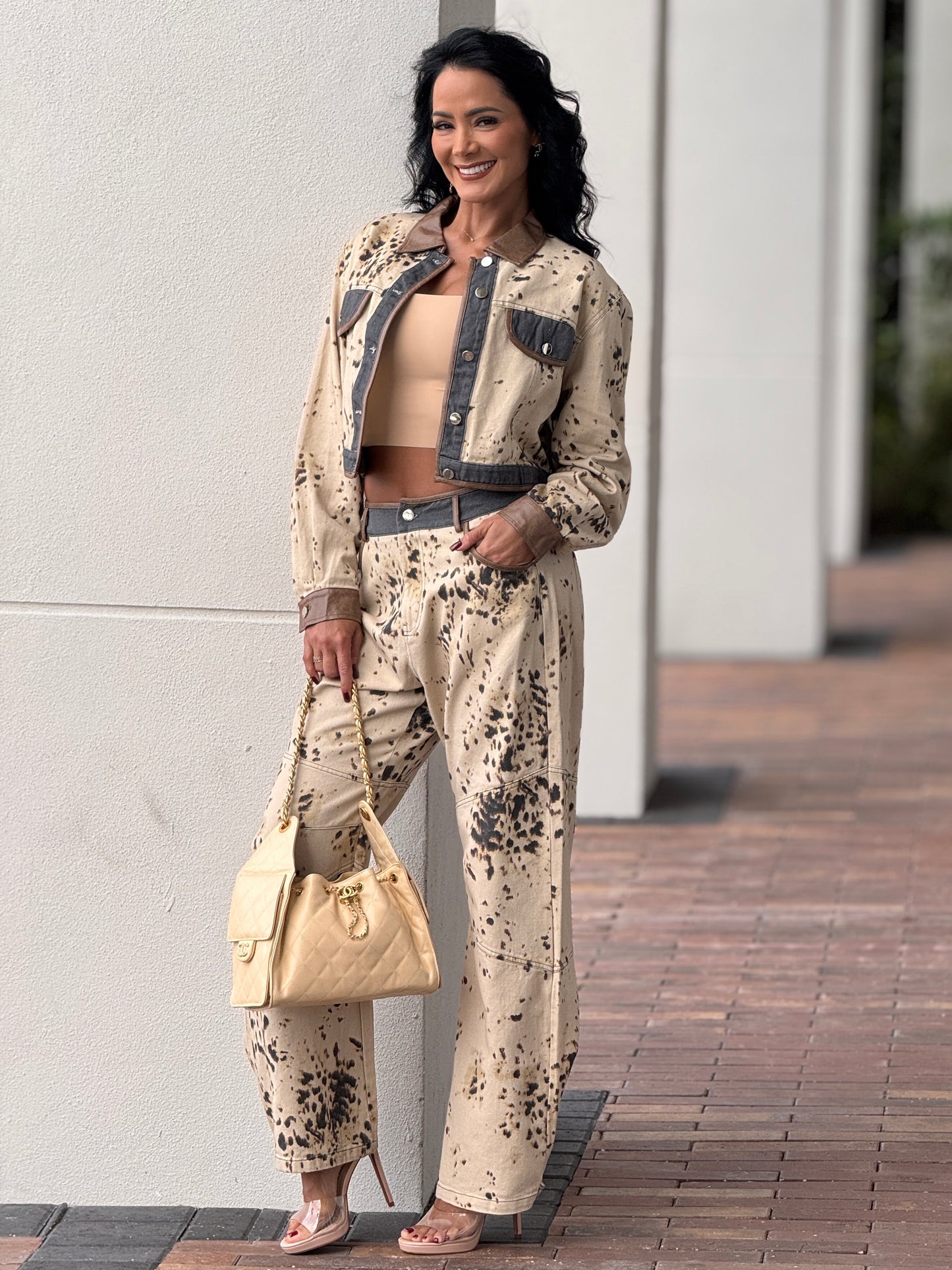 Nashville Cow Print Denim Set