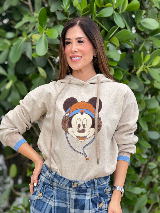 2510 Mouse Beige Bead Hoodie Top