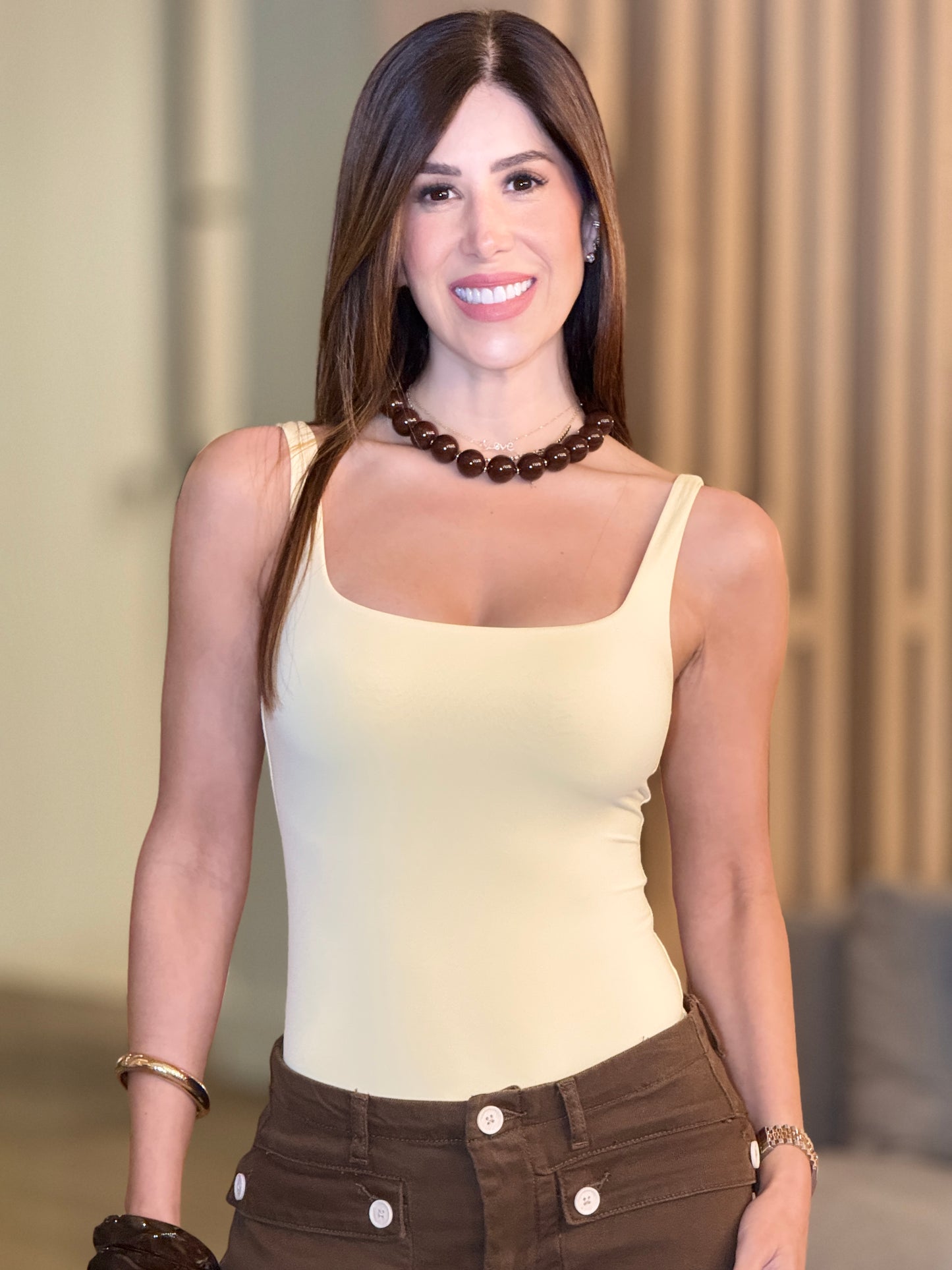 Love Poem Yellow V-Neck Body Top