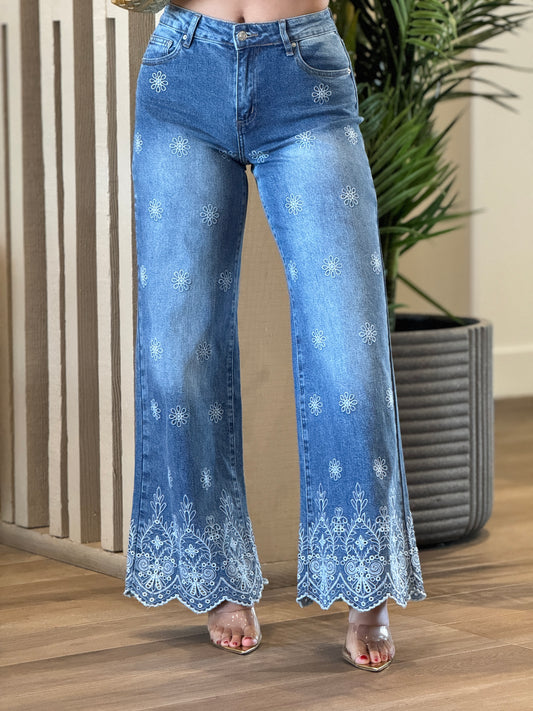 Dandelion Embroidery Jeans