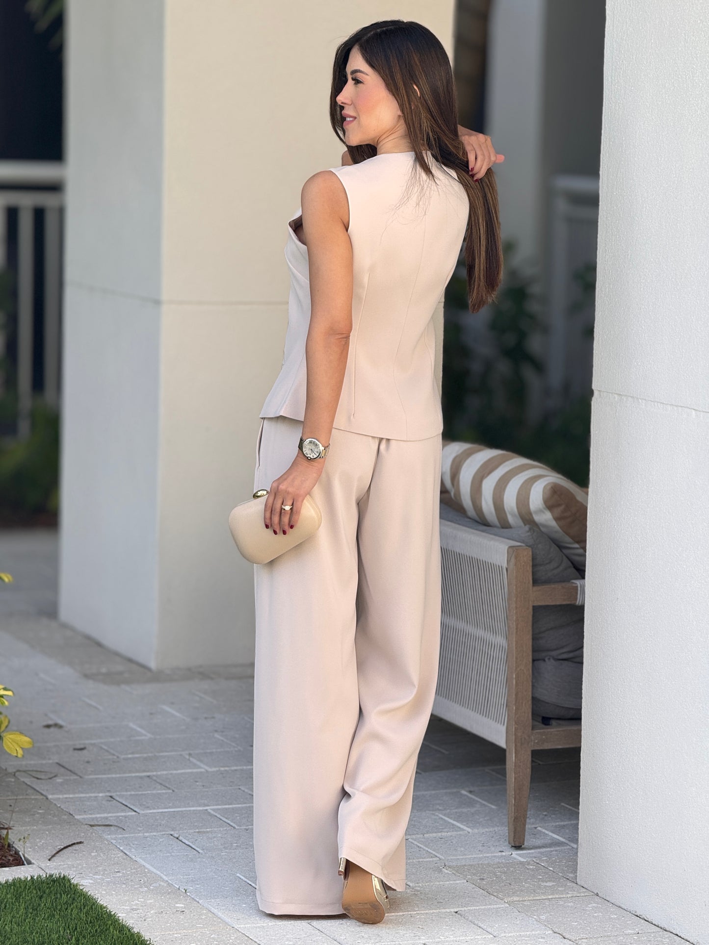 Turkish Beige Torchon Vest Set