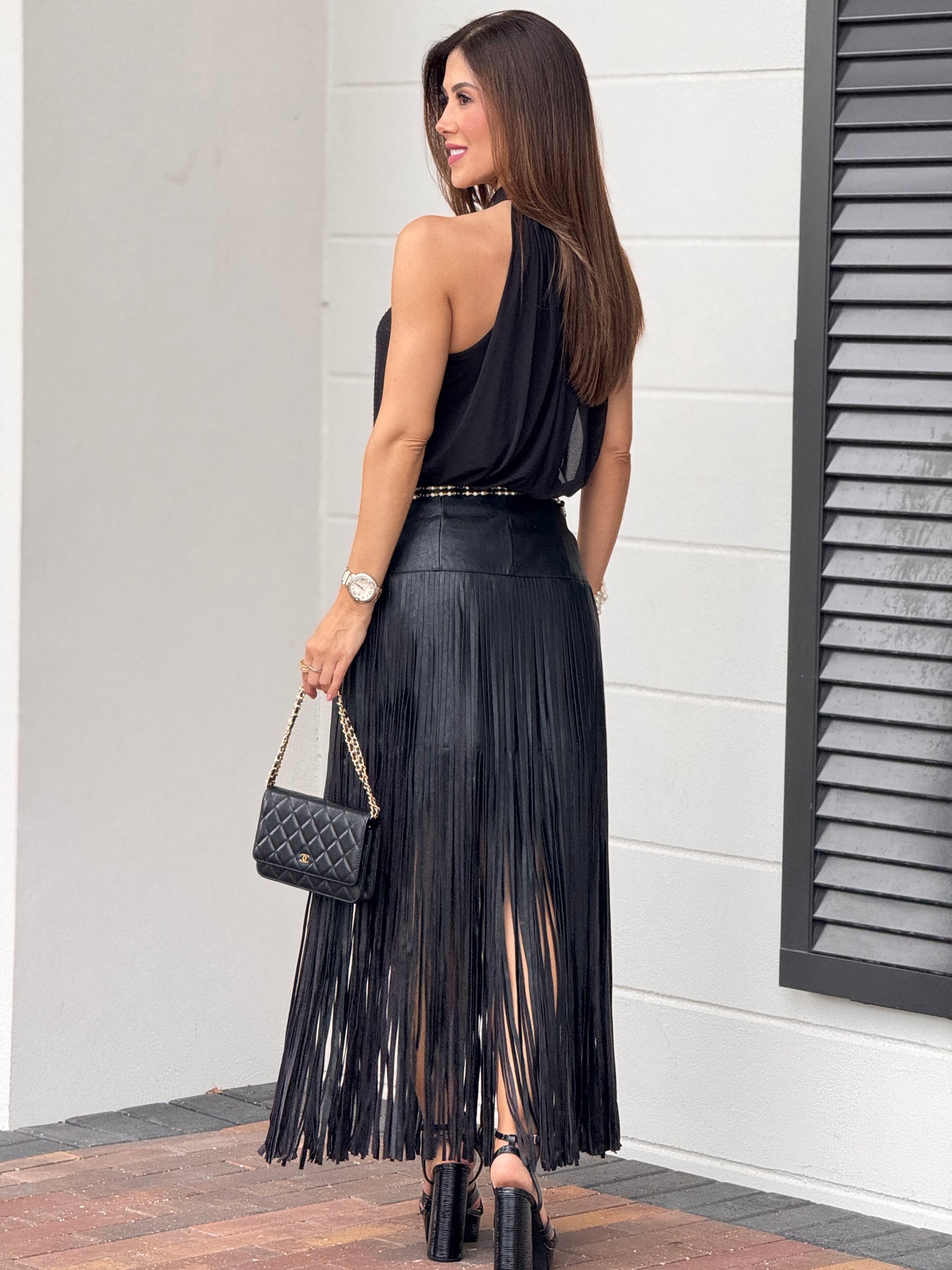 Any Black Mesh Rhinestone Body Top