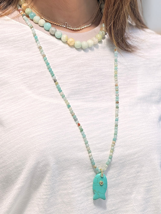 Fish Turquoise Long Necklace