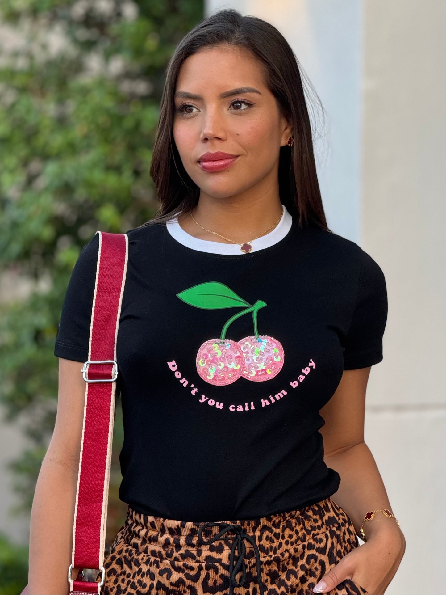 Cherry Pink/Black T-Shirt