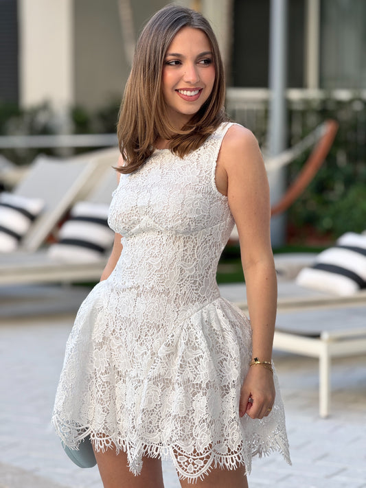 Lindsay White Bubble Torchon Dress