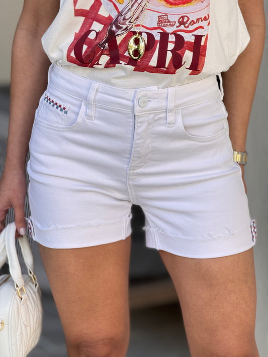 Risen White Checker Shorts