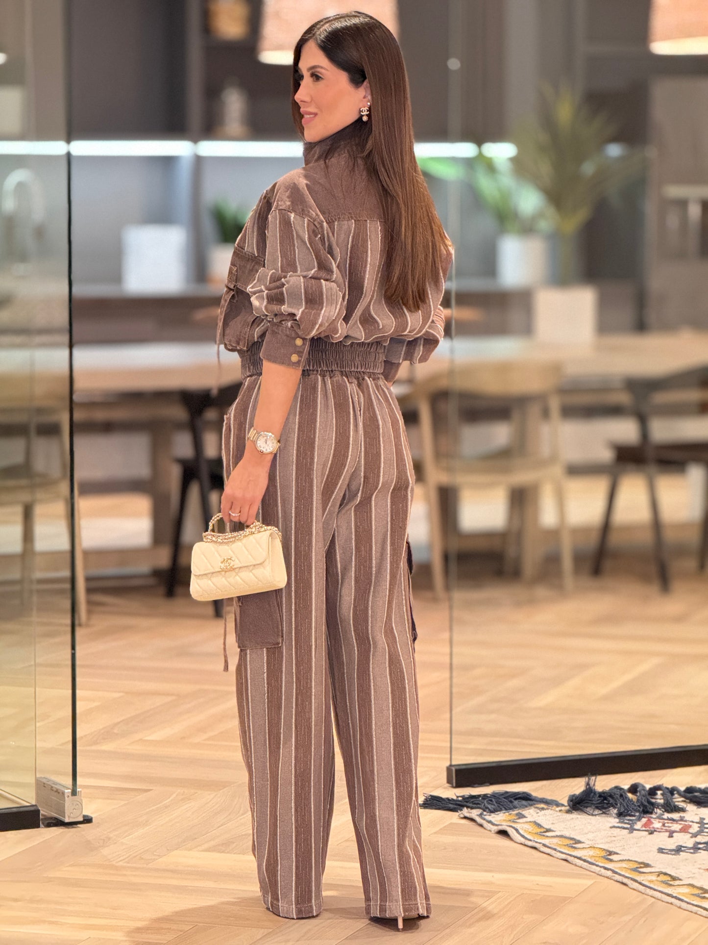 Gaia Brown Double Tone Denim Set