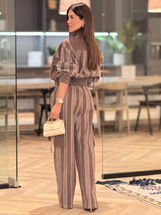 Gaia Brown Double Tone Denim Set