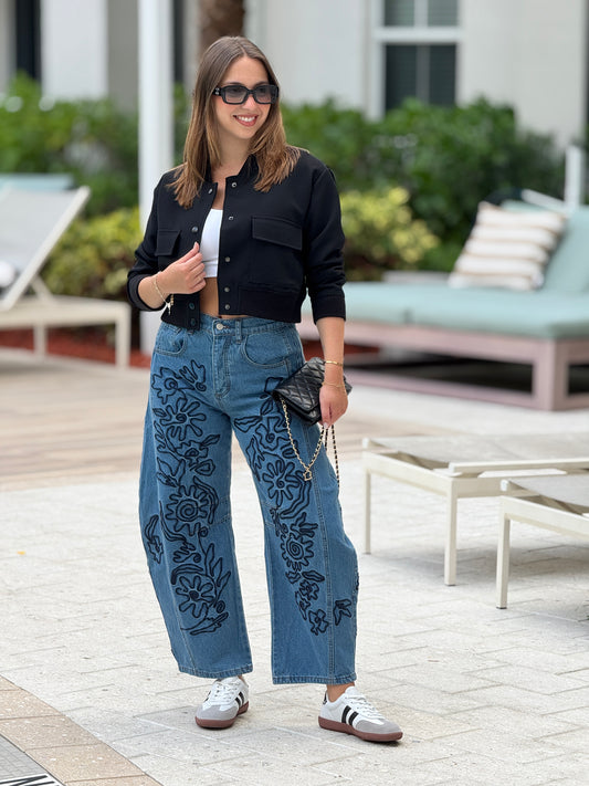 Ambrosia Embroidery Barrel Jeans