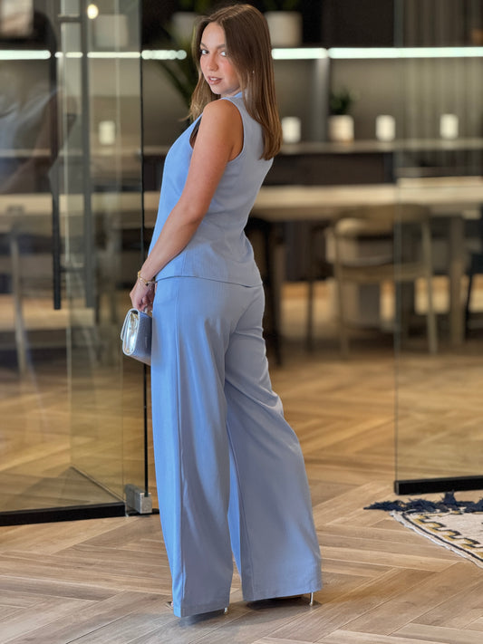 Meredith Blue Lines Vest Set