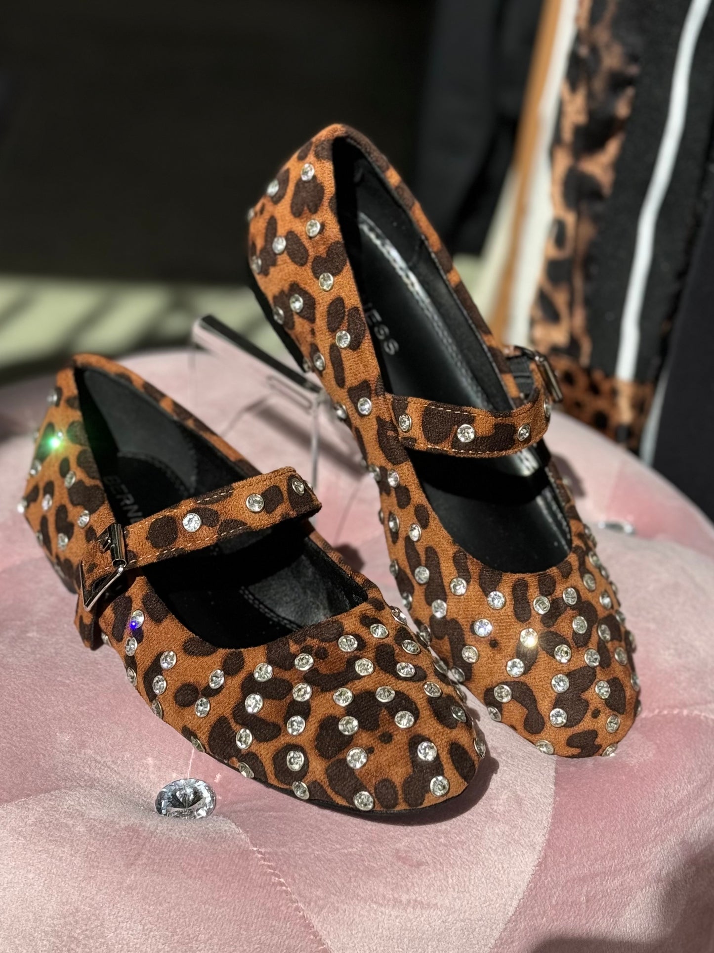 Dakota Leopard Rhinestone Ballerinas Shoes