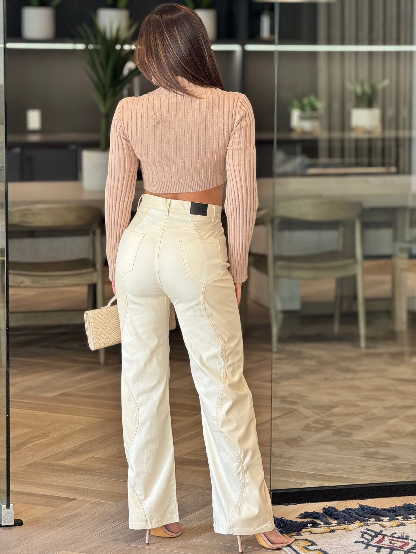 Musty Beige Knitted Crop Top