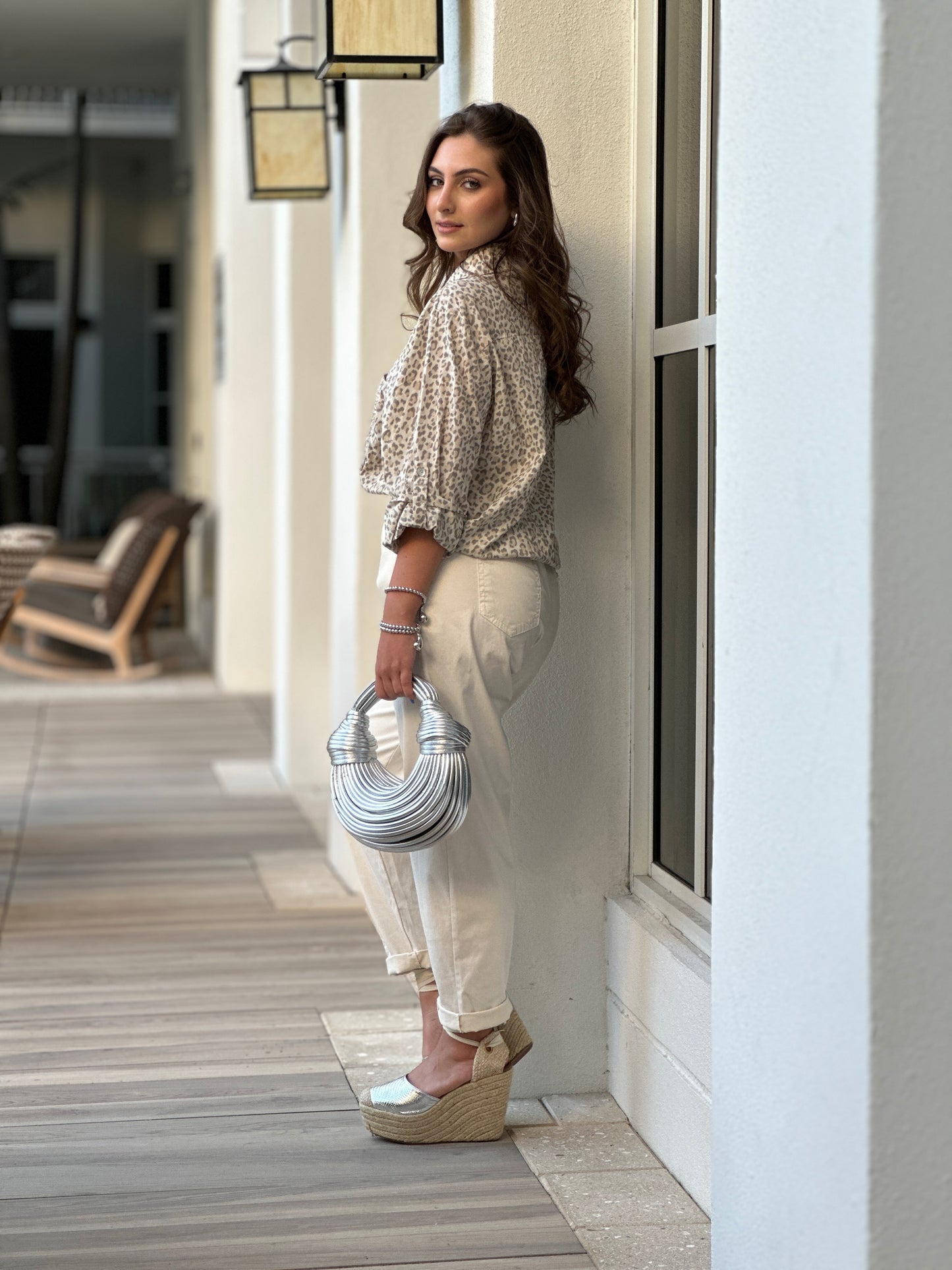 Leopard Sequin Beige Shirt