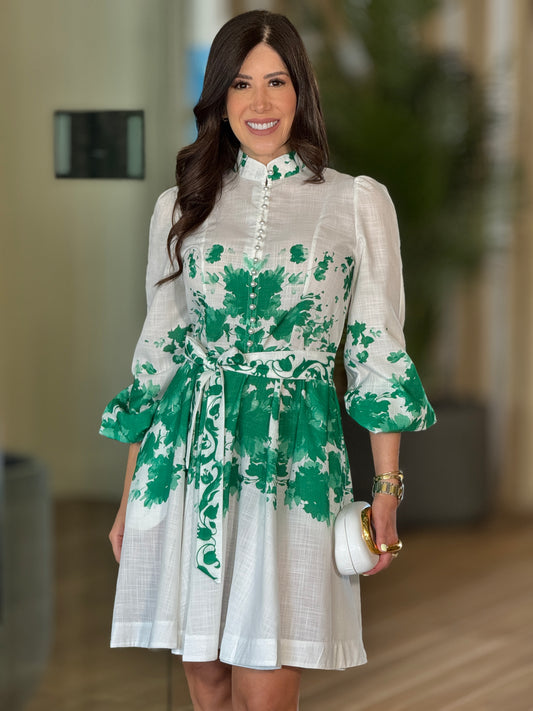 Emerald Green Print Dress