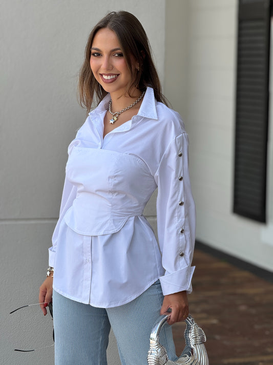 Alessia White Corset+Shirt Top
