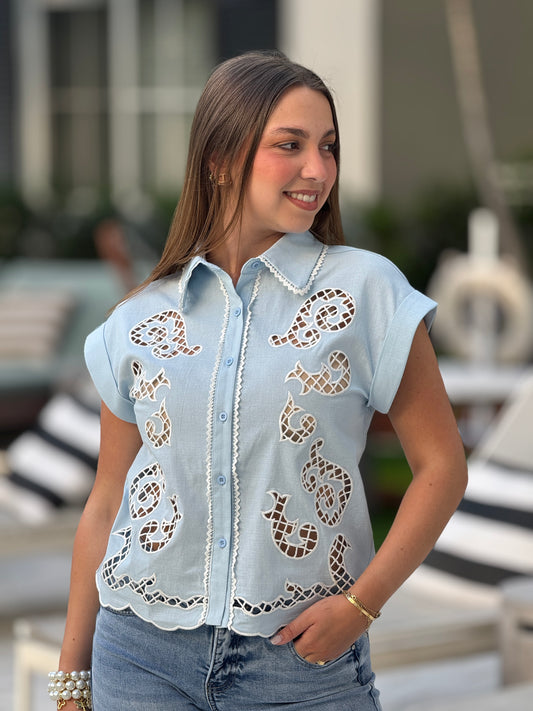 Panni Blue Torchon Shirt