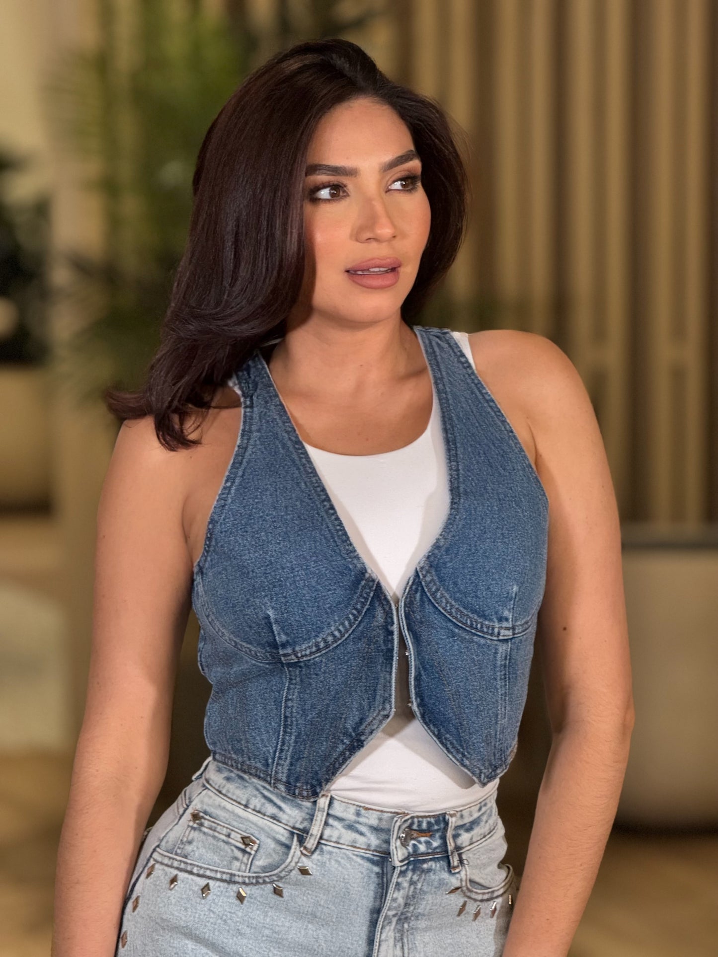 Nancy Denim Vest Top