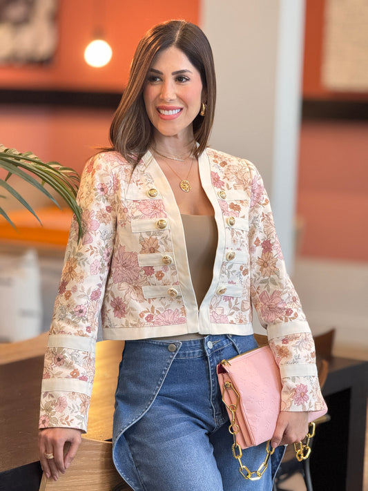 Lizzie Ivory Floral Vintage Jacket Top