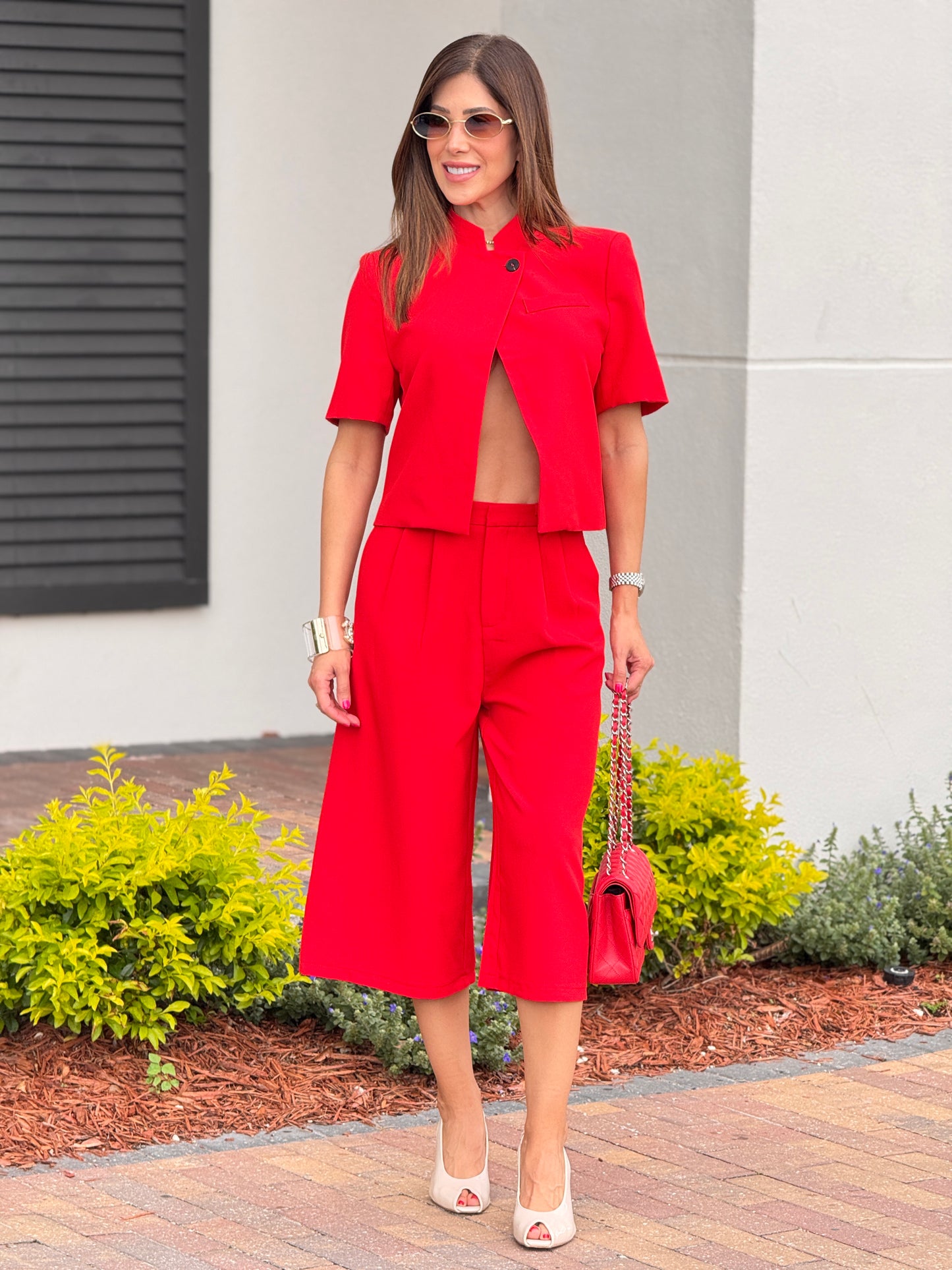 Voguish Red Triangle Short Set
