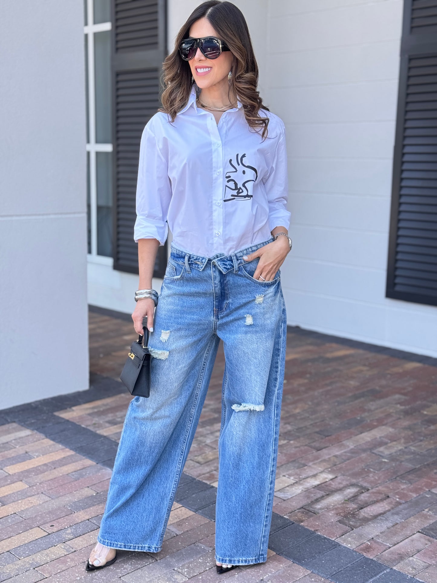 Amber Mid Denim Open Waist Jeans
