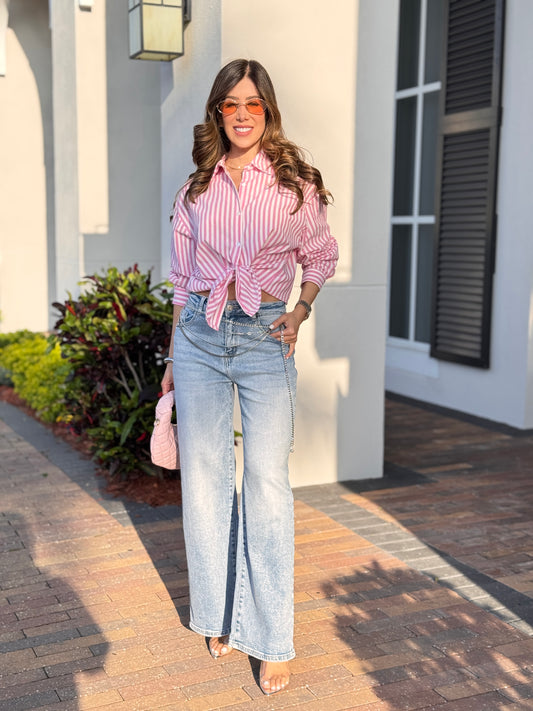 Jour Pink Rhinestone Pocket Jeans