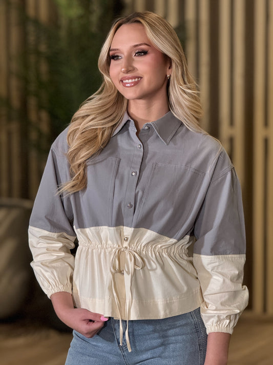 Rivir Blue/Yvory Jacket Top