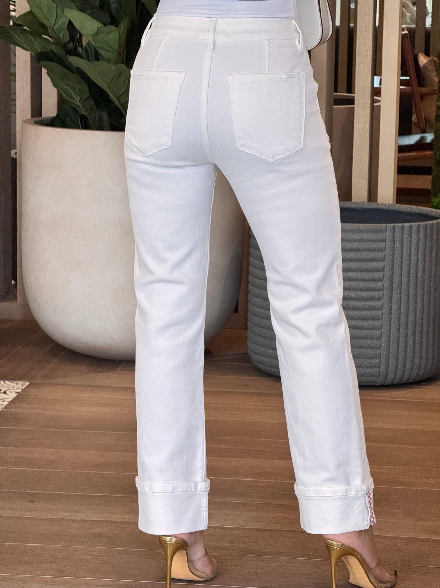 Risen White Checkers Blue/Red Jeans