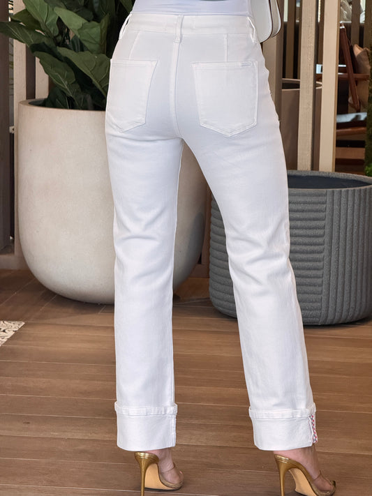 Risen White Checkers Blue/Red Jeans