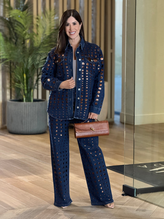 Venezia Dark Denim/Gold Circles Set