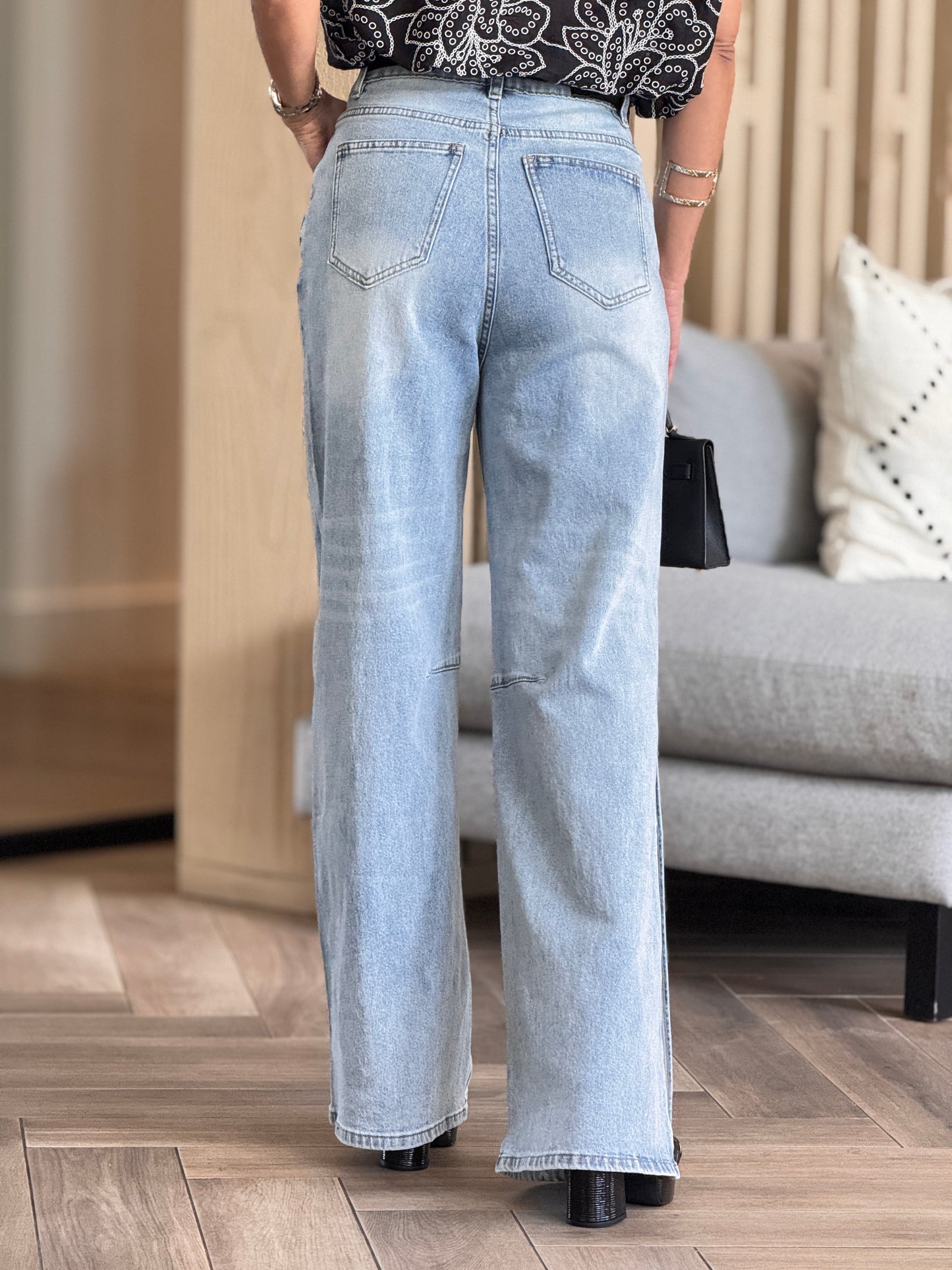 Perky Light Wash Barrel Jeans